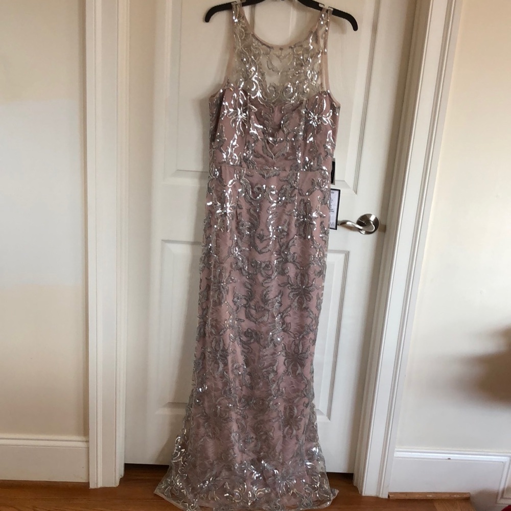 New long dress, Dusty Rose & silver. Never worn.